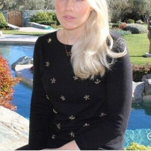 ELLE JEWELLED BLACK SWEATER SIZE S